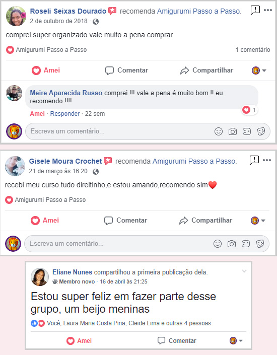 Comentários redes sociais